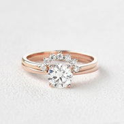 Moissanite Round Cut Solitaire Wedding Ring Set