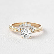 Moissanite Round Cut Solitaire Wedding Ring Set