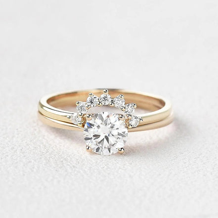 Moissanite Round Cut Solitaire Wedding Ring Set