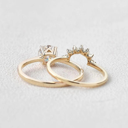 Moissanite Round Cut Solitaire Wedding Ring Set