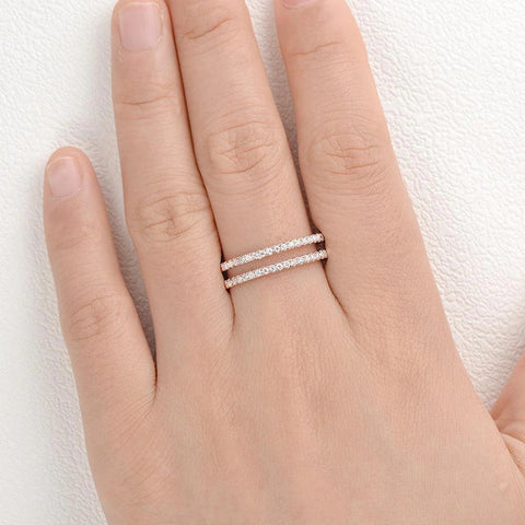 Round Cut Moissanite Eternity Guard Style Band