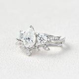 VVS1 Moissanite Pear Cut Twisted Ring Set For Women