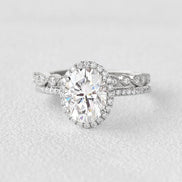 Oval Cut Moissanite D Color Vintage Halo Wedding Set For Women