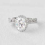Oval Cut Moissanite D Color Vintage Halo Wedding Set For Women