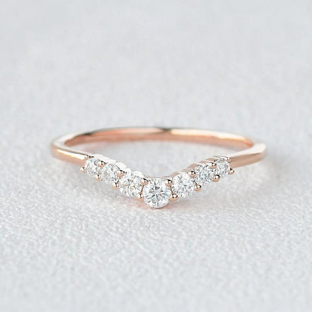Curved Shape Round Cut Moissanite Band For Women