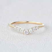 Curved Shape Round Cut Moissanite Band For Women