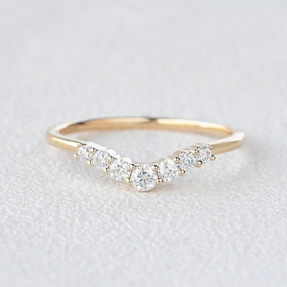 Curved Shape Round Cut Moissanite Band For Women