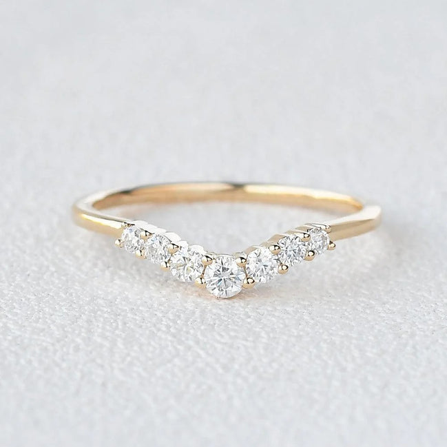 Curved Shape Round Cut Moissanite Band For Women