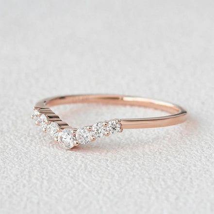 Curved Shape Round Cut Moissanite Band For Women