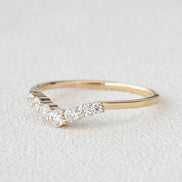 Curved Shape Round Cut Moissanite Band For Women