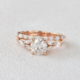 Round Cut Vintage Lab Created Moissanite Ring Set