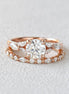 Round Cut Moissanite Vintage Wedding Ring Set