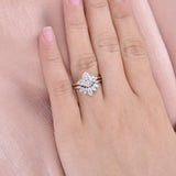 VVS1 Clarity Moissanite Pear Cut Side Accent Bridal Ring Set