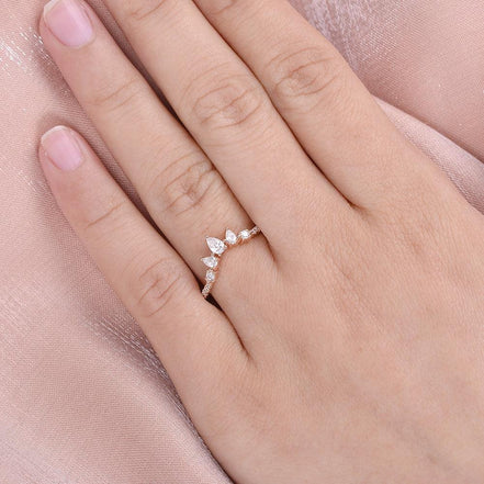 Pear And Round Cut D Color Moissanite Wedding Band For Bride