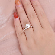 Moissanite Round Cut Solitaire Wedding Ring Set