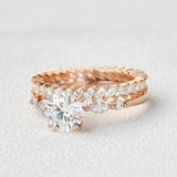 Round Cut Five Stone VVS1 Moissanite Bridal Set For Women