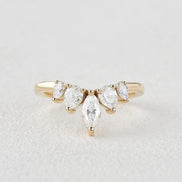 Five Stone Marquise Cut Colorless Moissanite Proposal Band