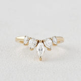 Five Stone Marquise Cut Colorless Moissanite Proposal Band