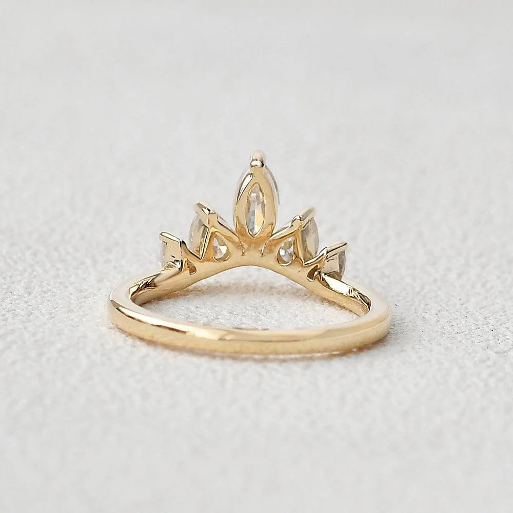 Five Stone Marquise Cut Colorless Moissanite Proposal Band