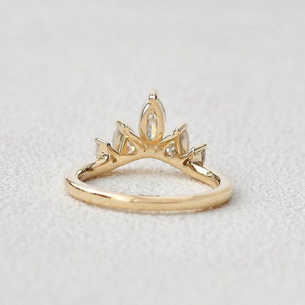 Five Stone Marquise Cut Colorless Moissanite Proposal Band