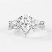 Moissanite Oval Cut Seven Stone Wedding Ring Set For Women