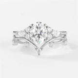 Moissanite Oval Cut Seven Stone Wedding Ring Set For Women