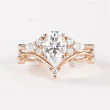 Moissanite Oval Cut Seven Stone Wedding Ring Set For Women