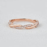 Round Cut Twisted D Color Moissanite Band Birthday Gift For Women