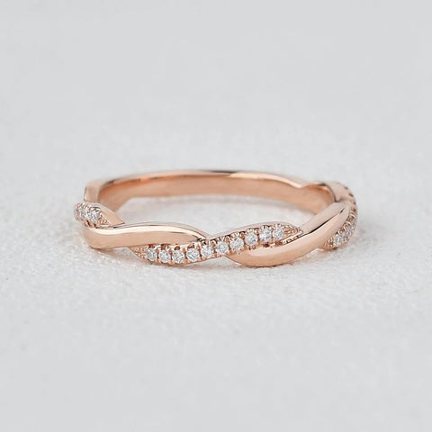 Round Cut Twisted D Color Moissanite Band Birthday Gift For Women