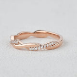 Round Cut Twisted D Color Moissanite Band Birthday Gift For Women