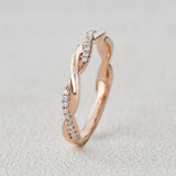 Round Cut Twisted D Color Moissanite Band Birthday Gift For Women