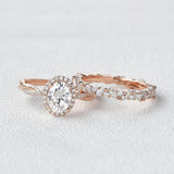 Colorless Moissanite Twisted Oval Cut Bridal Ring Set