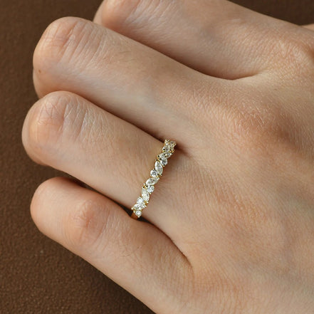 Full Eternity Marquise And Round Cut Moissanite Band