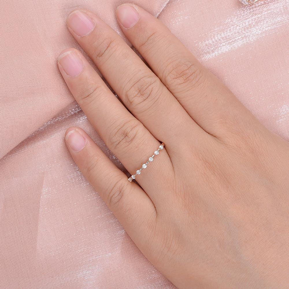 Moissanite Round Cut Half Eternity Wedding Proposal Band