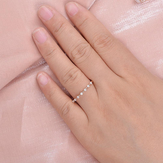 Moissanite Round Cut Half Eternity Wedding Proposal Band
