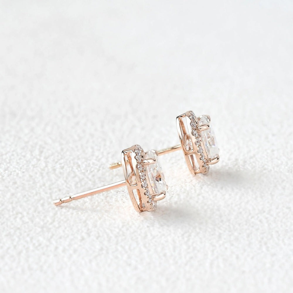 Oval Cut Moissanite Diamond Push Back Stud Earrings