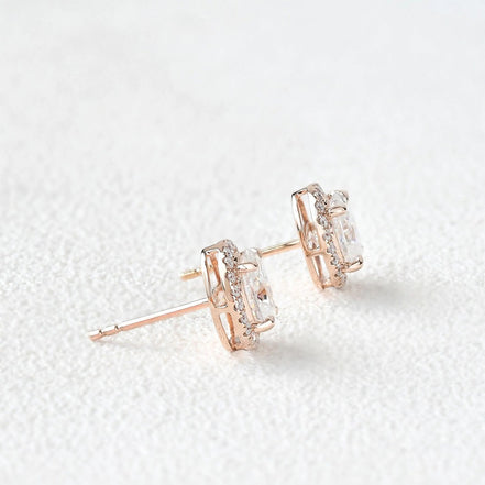 Oval Cut Moissanite Diamond Push Back Stud Earrings