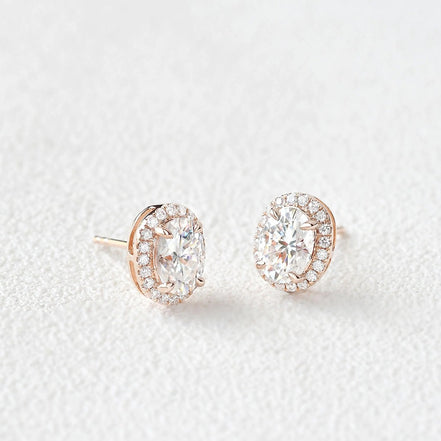 Oval Cut Moissanite Diamond Push Back Stud Earrings