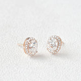 Oval Cut Moissanite Diamond Push Back Stud Earrings