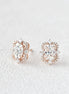Oval Cut Moissanite Diamond Halo Stud Back Earrings