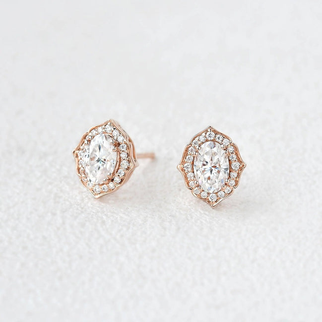 VVS1 Moissanite Round & Oval Cut Stud Push Back Earrings