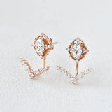 Moissanite Diamond Oval & Round Cut Vintage Style Stud Earring