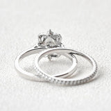 Oval Cut Vintage Halo D Color Moissanite Bridal Ring Set