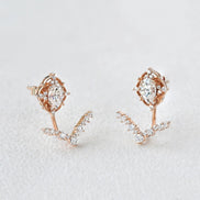 Moissanite Diamond Oval & Round Cut Vintage Style Stud Earring