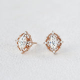 Moissanite Diamond Oval & Round Cut Vintage Style Stud Earring