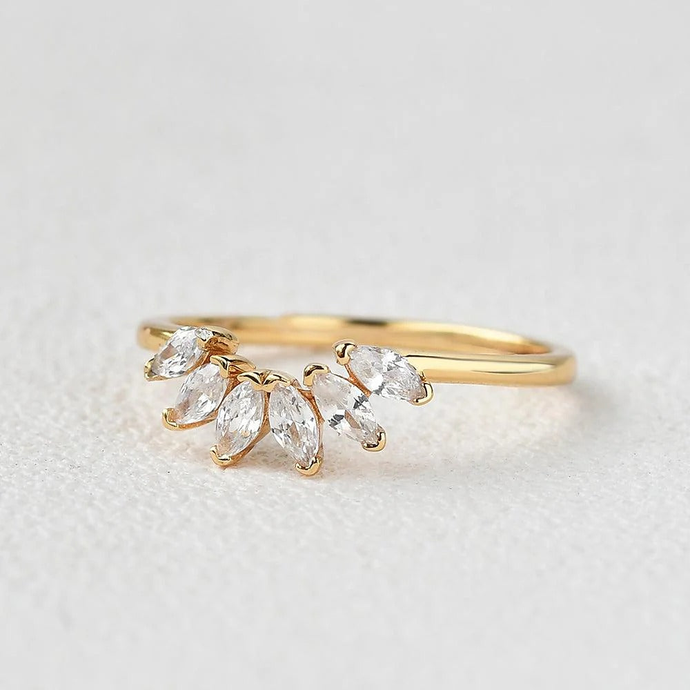 Six Marquise Cut Moissanite Eternity Wedding Ring For Women
