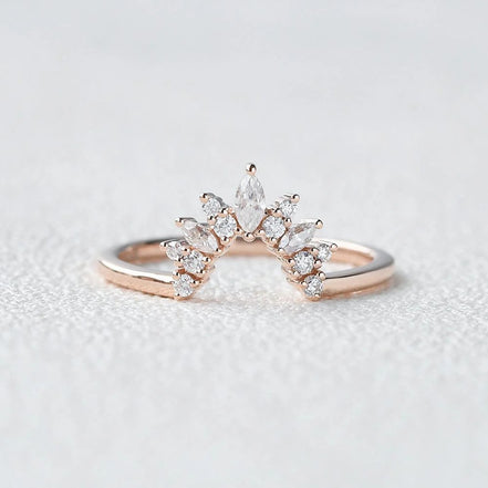 Marquise Cut Chevron Style  Moissanite Band Anniversary Gift