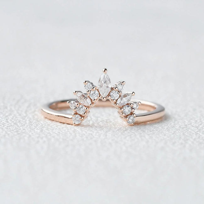Marquise Cut Chevron Style  Moissanite Band Anniversary Gift