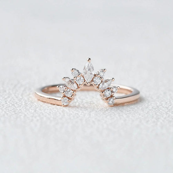 Marquise Cut Chevron Style  Moissanite Band Anniversary Gift