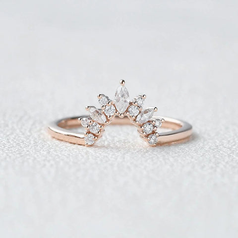 Marquise Cut Chevron Style  Moissanite Band Anniversary Gift